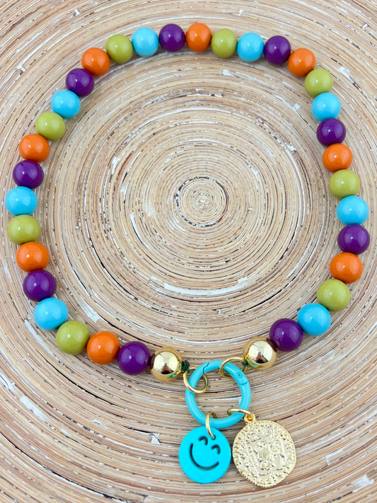 Ketting Big Beads groen paars 14 mm