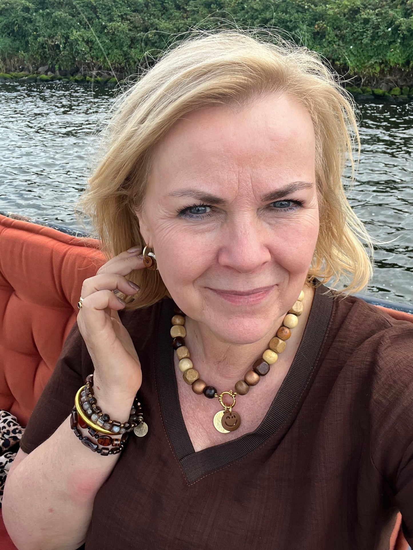 Ketting Big Beads Bruin 14 mm - HanneHaves