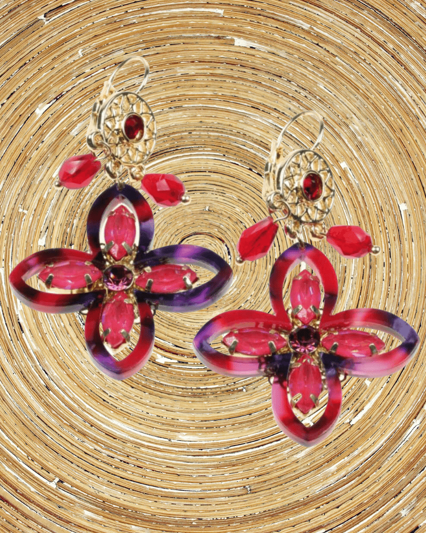 Oorbellen Flower Power Purple - HanneHaves