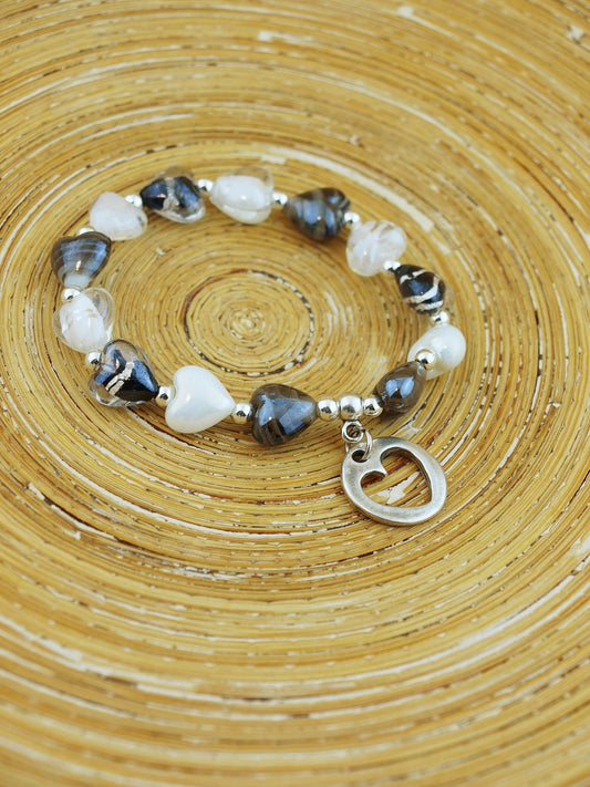 Armband Harten Zilver Wit - HanneHaves