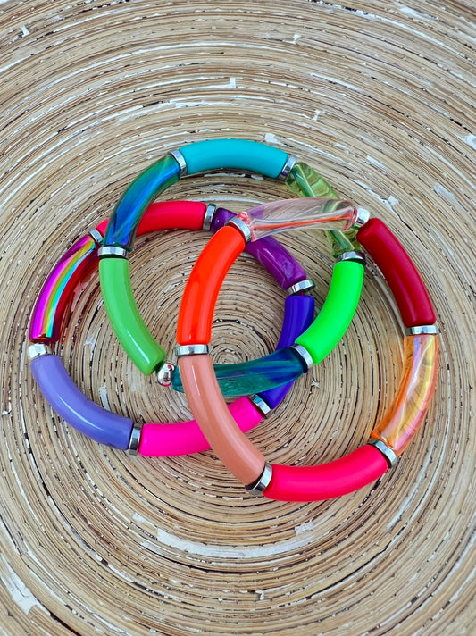 Armband Tube combi kleur zilver