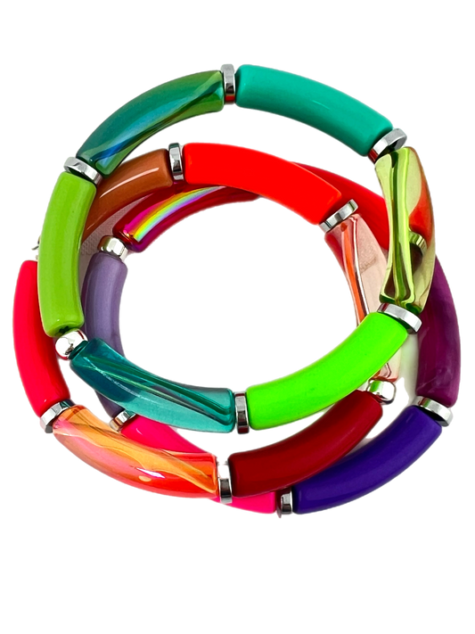 Armband Tube combi kleur zilver