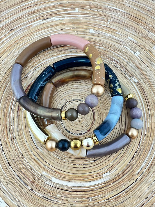 Armband Tube combi beige bruin - HanneHaves