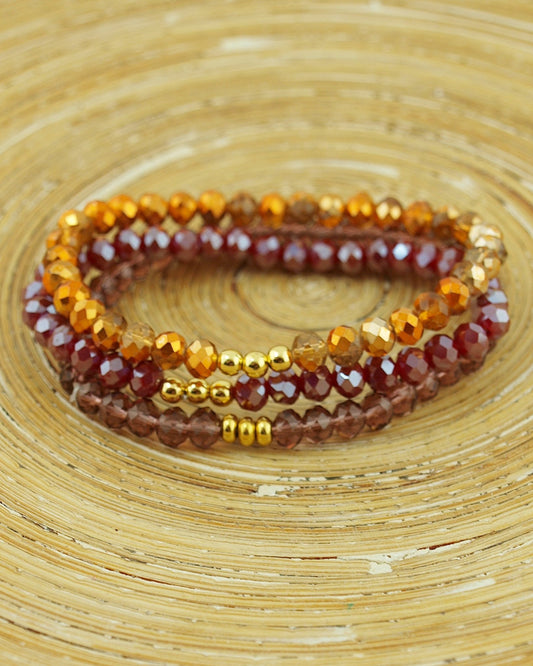 Armbanden set facet kralen aubergine - HanneHaves