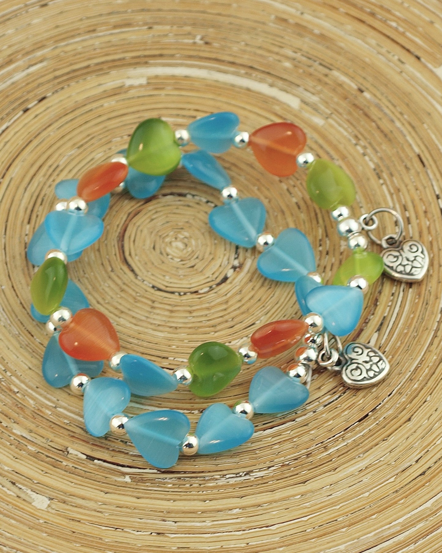 Armband Harten Zilver Turquoise