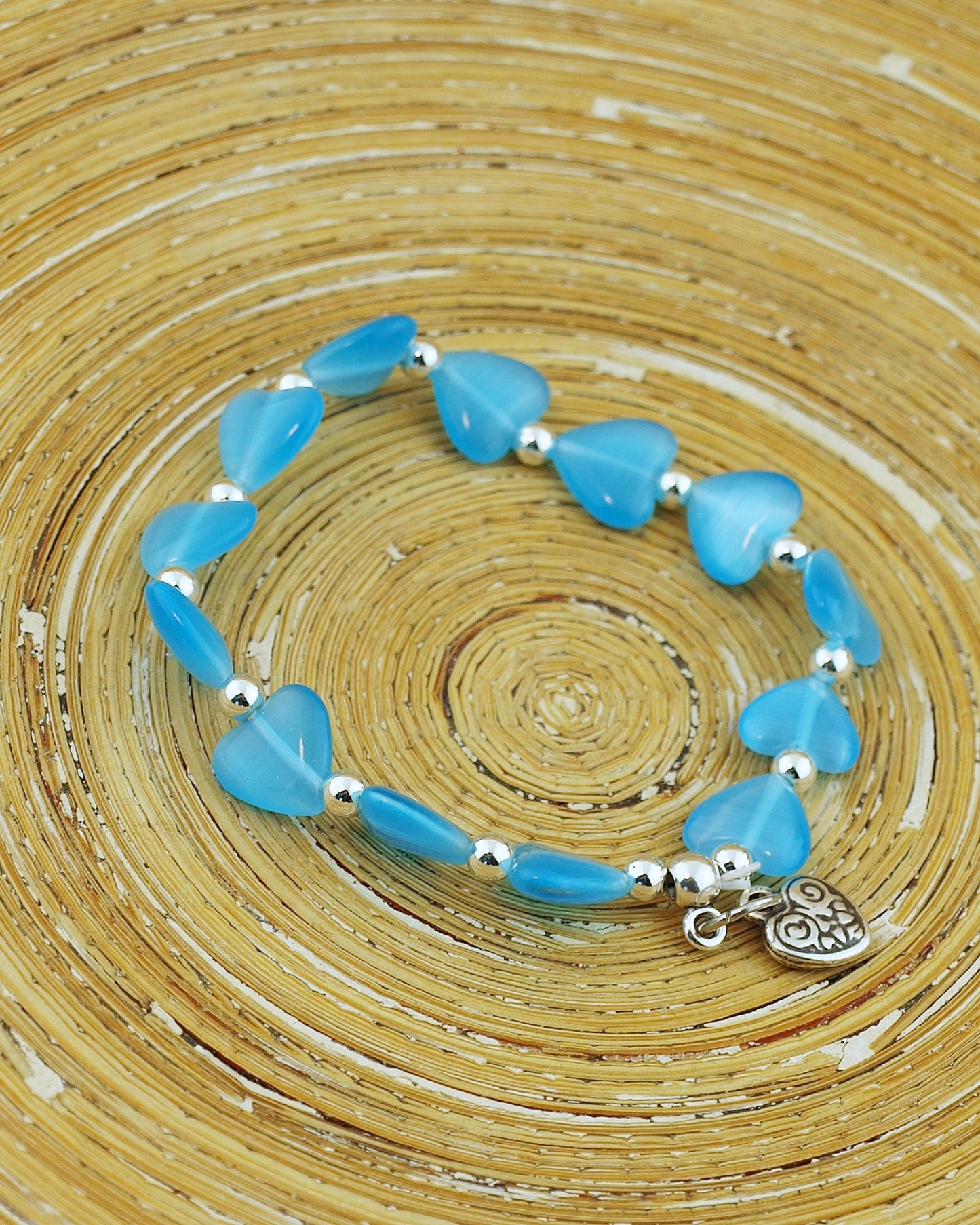 Armband Harten Zilver Turquoise