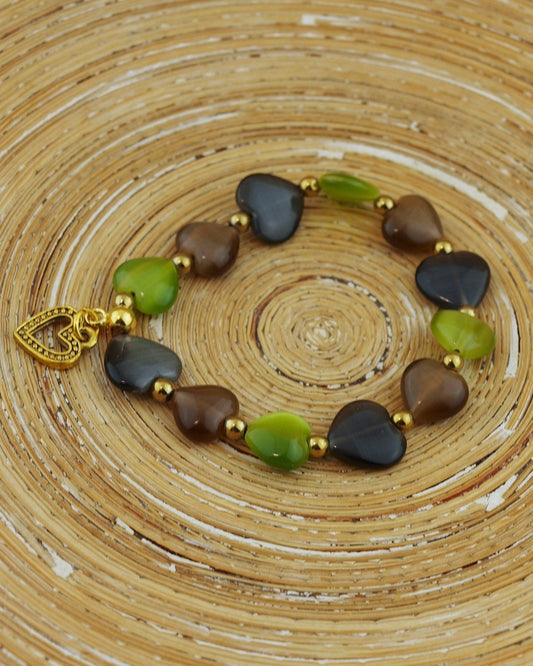 Armband Harten Groen Goud - HanneHaves