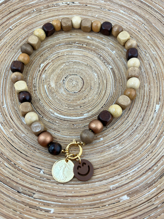 Ketting Big Beads Bruin 14 mm - HanneHaves