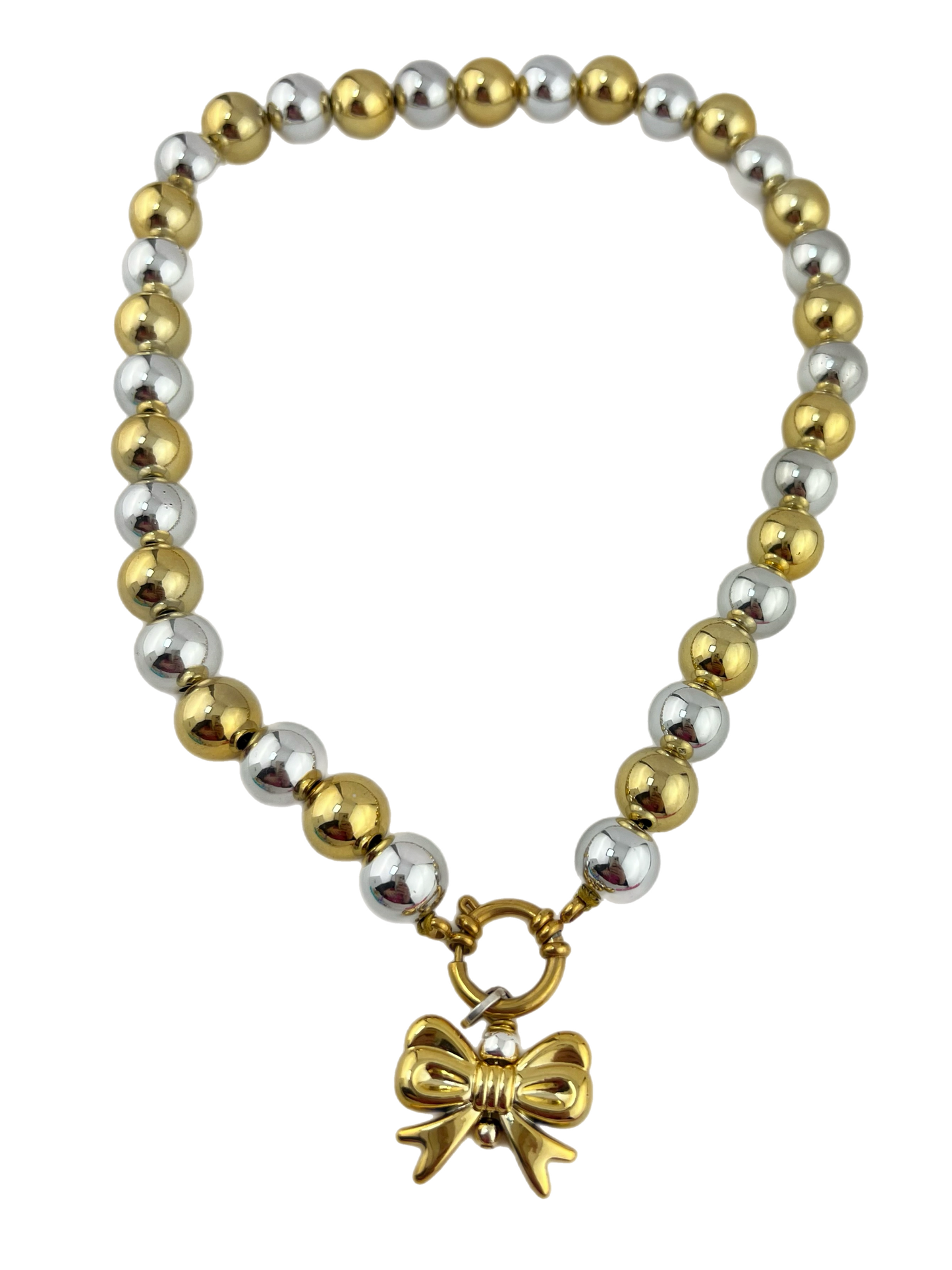 Ketting Big Beads Goud Zilver 14 mm strik