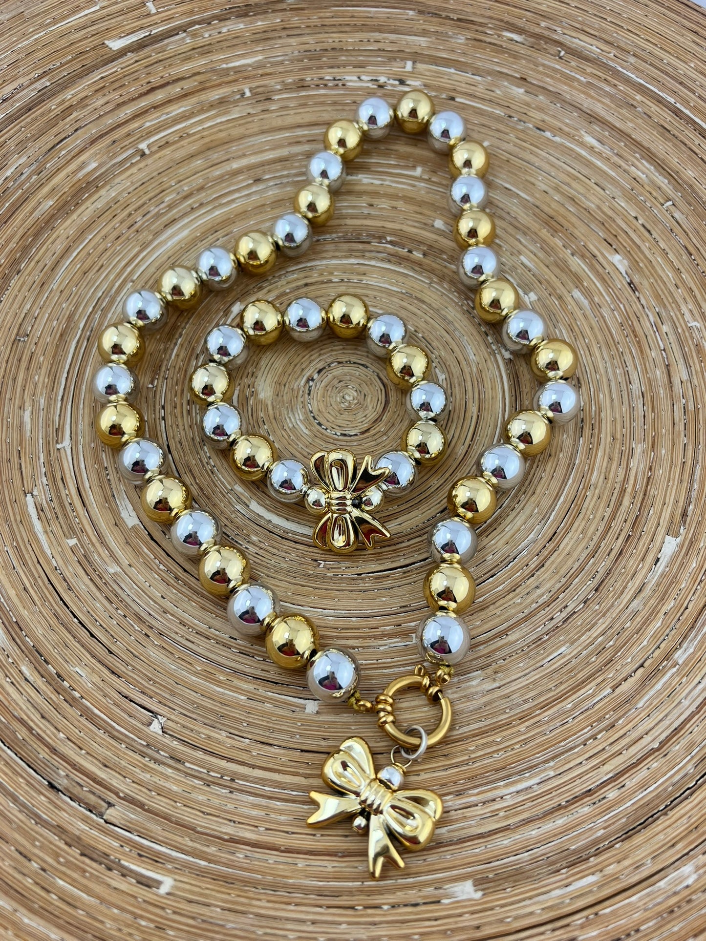 Set Big Beads Goud Zilver 14 mm strik