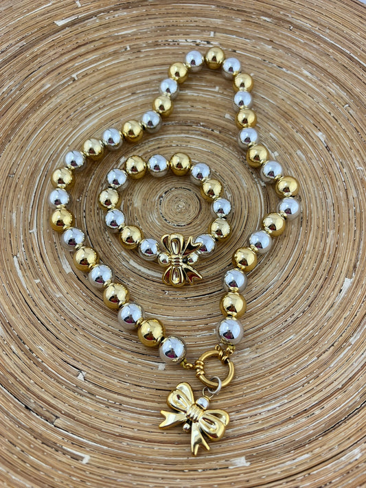 Set Big Beads Goud Zilver 14 mm strik