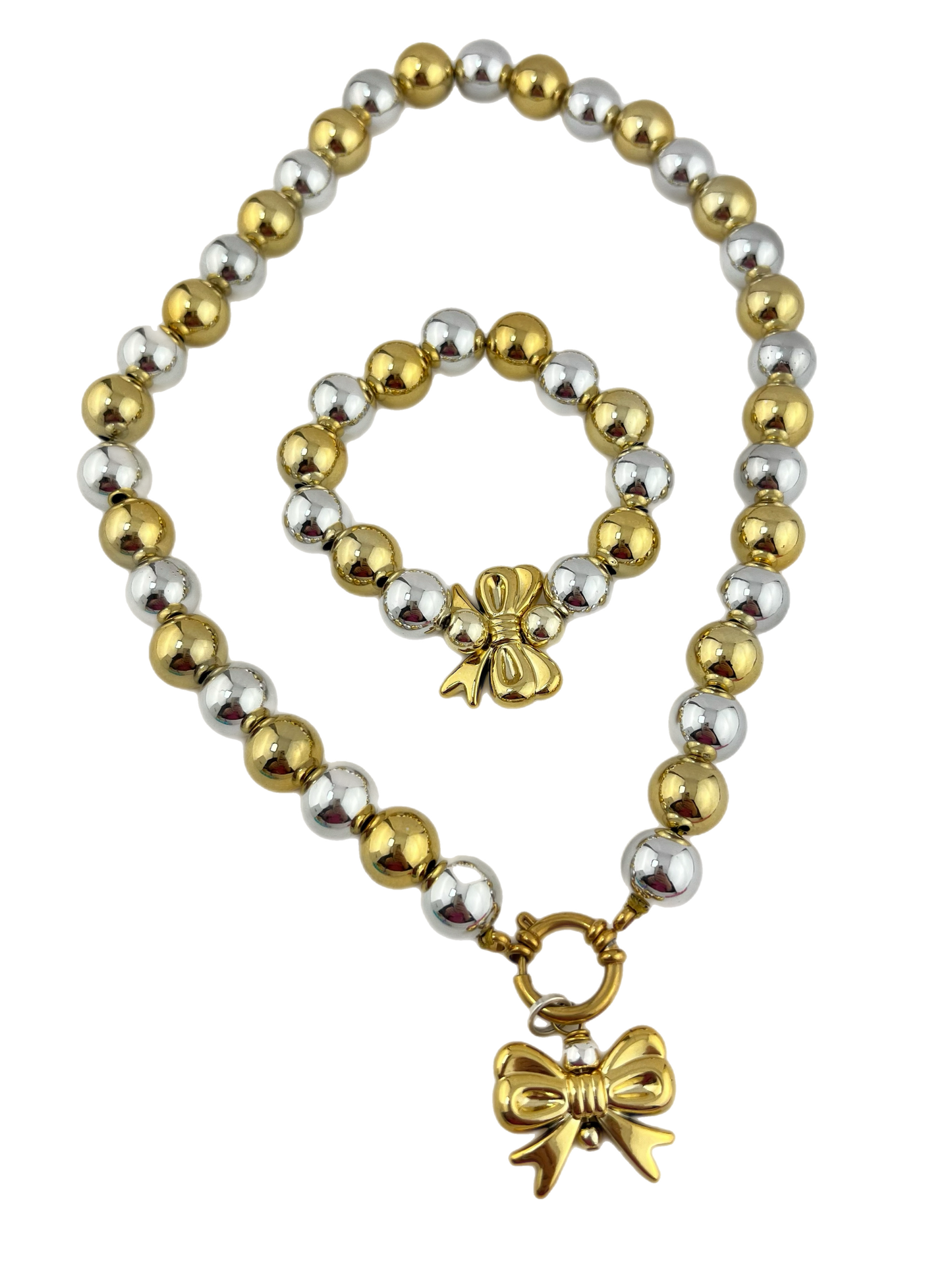 Set Big Beads Goud Zilver 14 mm strik