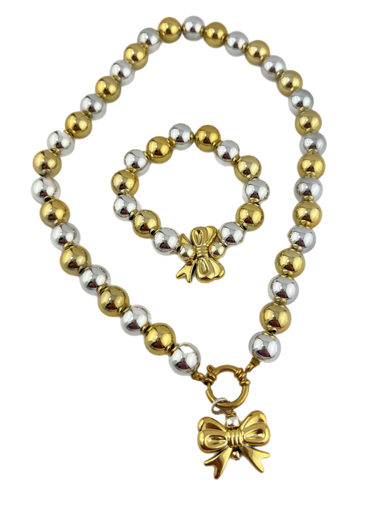 Set Big Beads Goud Zilver 14 mm strik