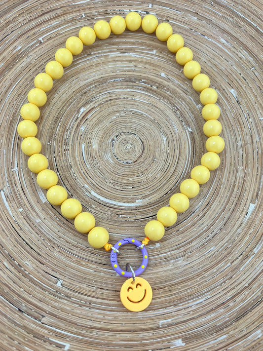 Ketting Big Beads geel 14 mm smile - HanneHaves