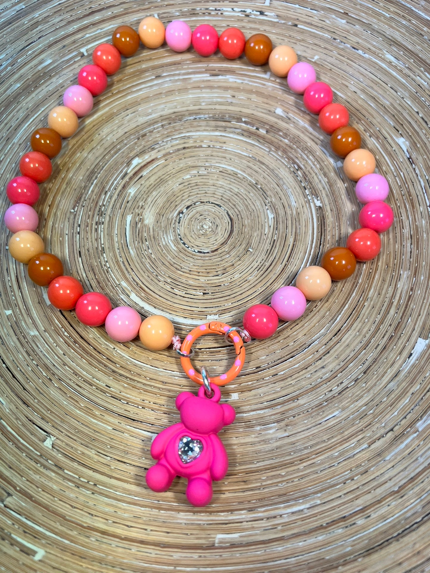 Ketting Big Beads roze beer 14 mm