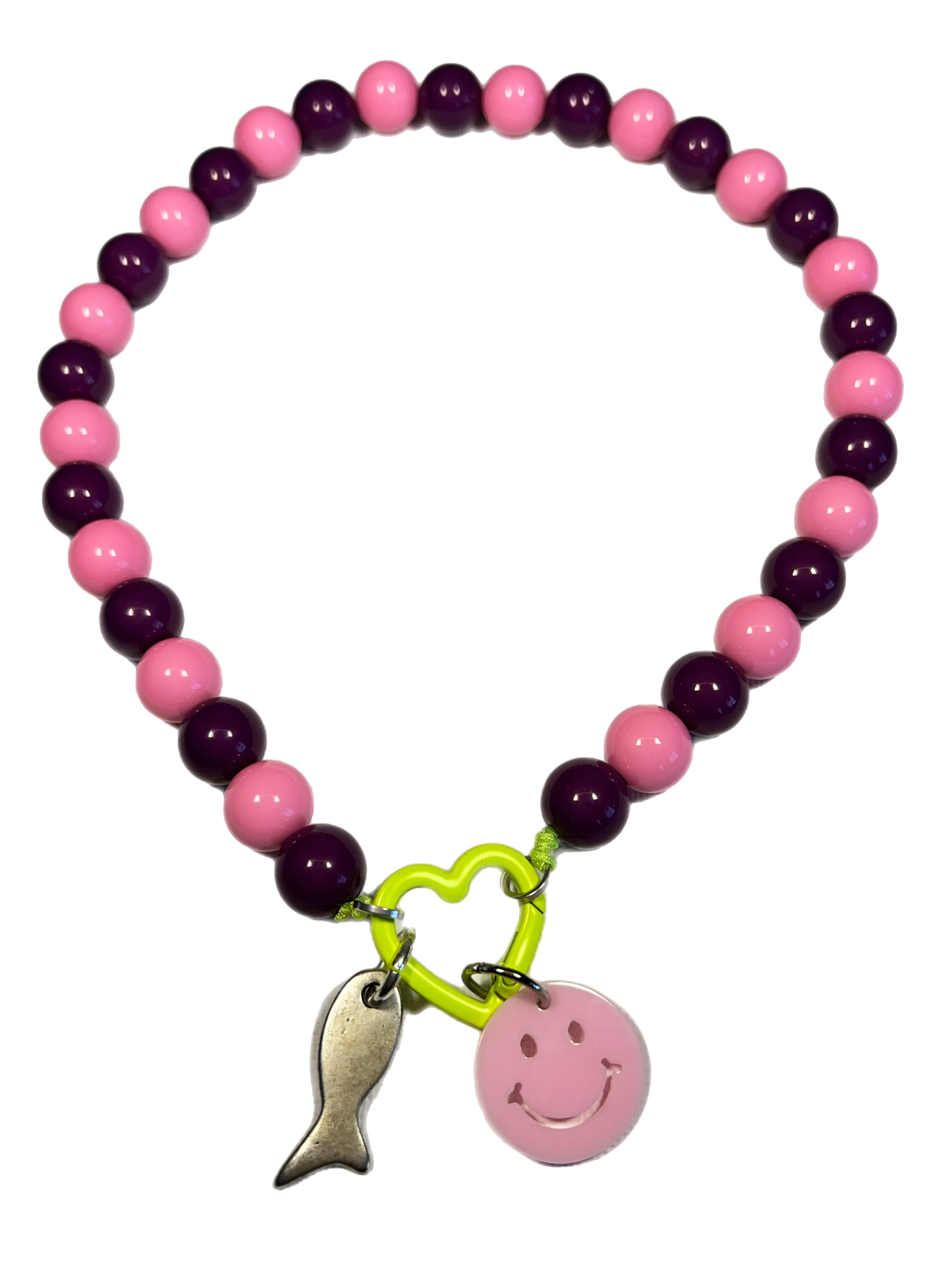 Ketting Big Beads paars roze vis 14 mm