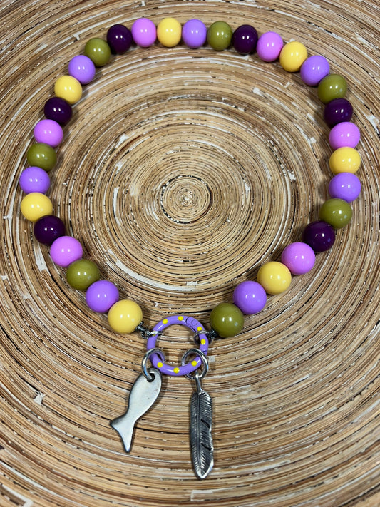 Ketting Big Beads paars lila vis 14 mm - HanneHaves