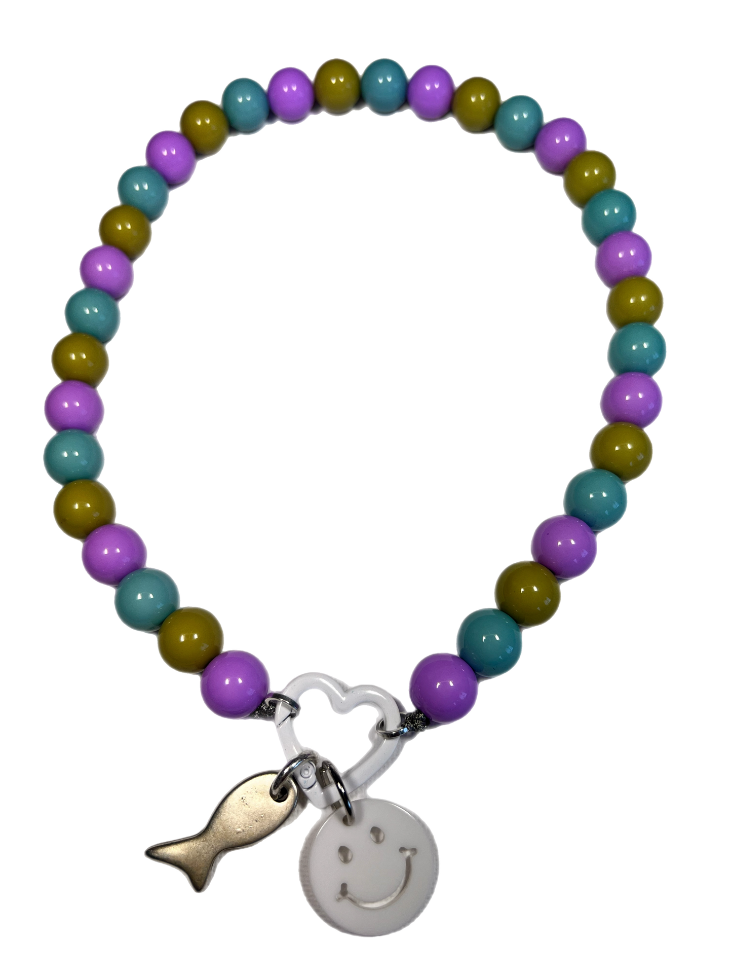 Ketting Big Beads lila turquoise vis 14 mm
