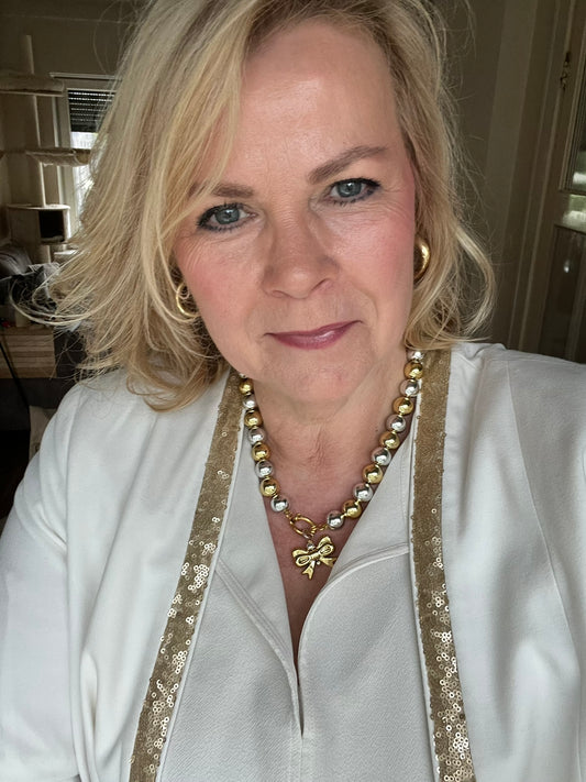 Ketting Big Beads Goud Zilver 14 mm strik
