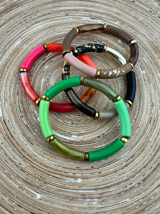 Armband Tube winterkleuren mix goud