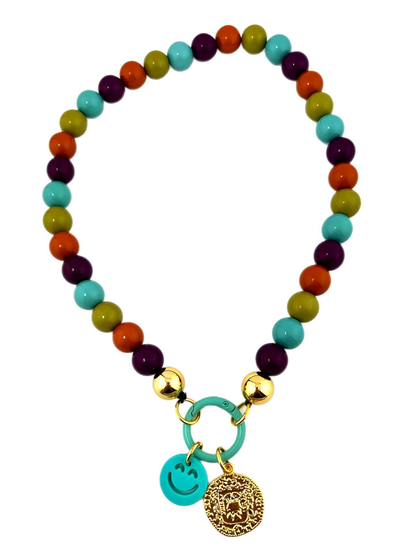 Ketting Big Beads groen paars 14 mm