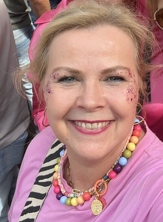 Ketting Big Beads multi color goud 14 mm - HanneHaves