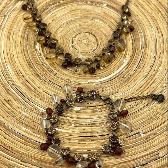 Set ketting en armband koper bruin