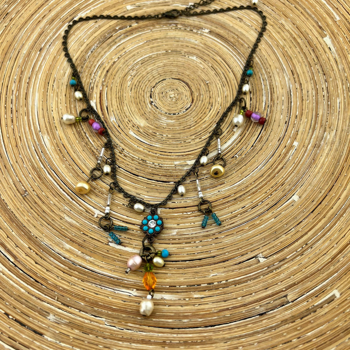 Ketting floral bronze