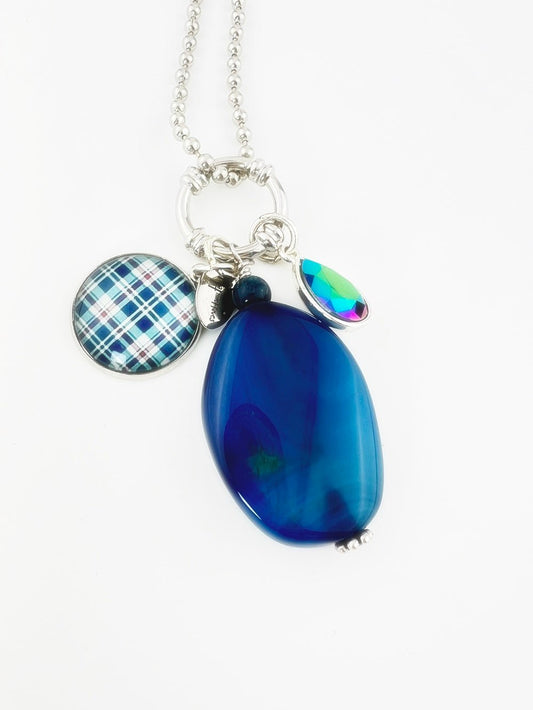 Lange ketting Blue Checkered - HanneHaves