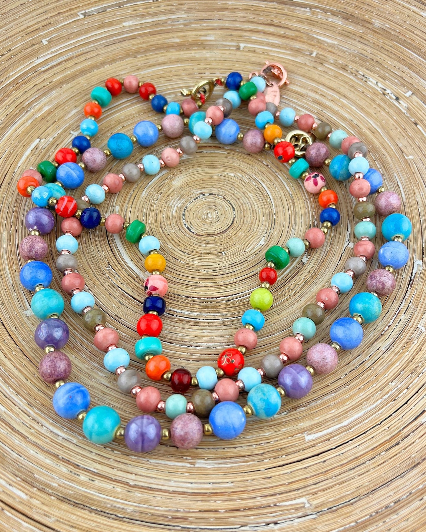 Ketting Big Beads pastel keramiek - HanneHaves