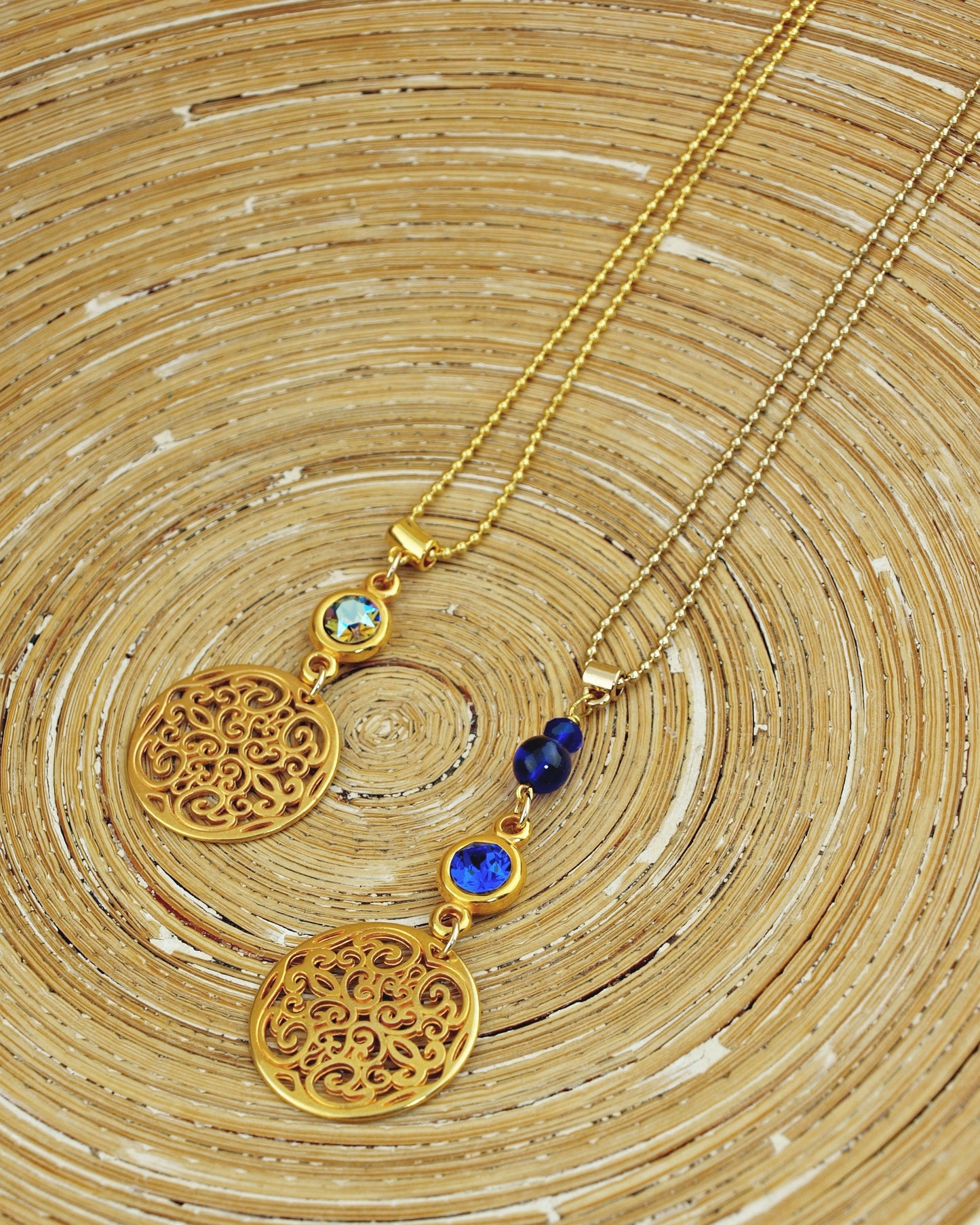 Lange ketting Bohemian Rosette Royal Blue