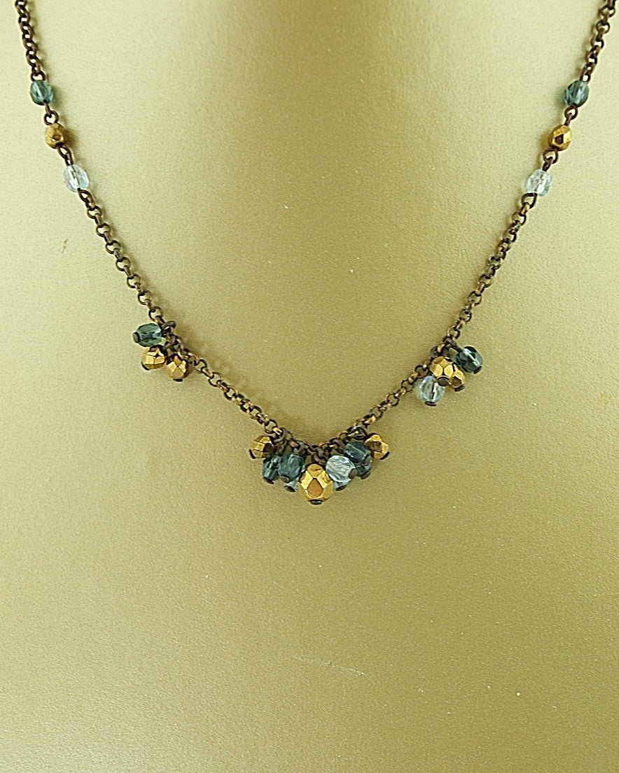 Korte ketting blauw goud bundle - HanneHaves