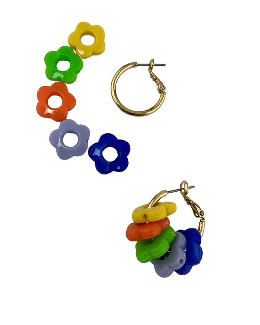 Oorbellen creolen Bloemkralen frisse kleuren Small - HanneHaves