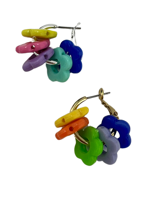 Oorbellen creolen Bloemkralen frisse kleuren Small