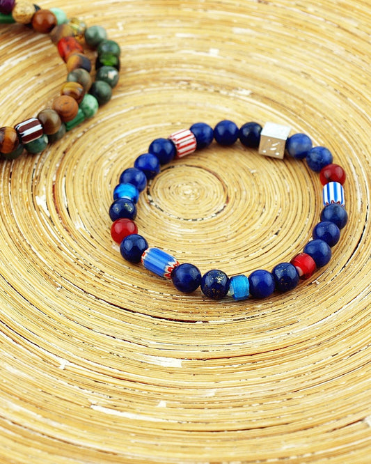 Natuursteenarmband Stripes Blue - HanneHaves