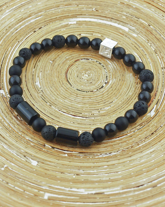 Natuursteenarmband Tube Laquan Zwart - HanneHaves