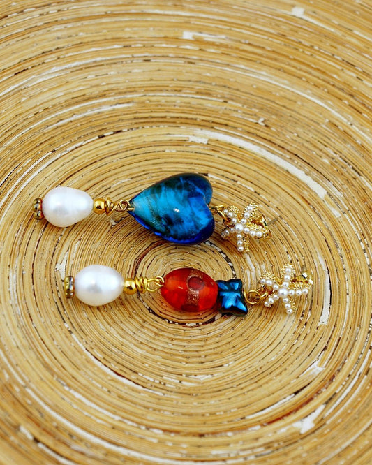 Oorbellen Parel Zeester Bohemien Style Turquoise - HanneHaves