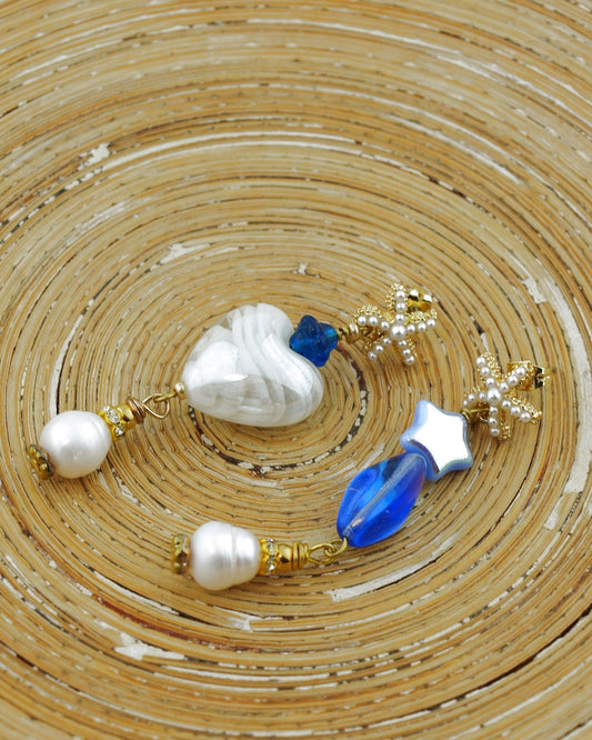 Oorbellen Parel Zeester Bohemien Style Blauw - HanneHaves