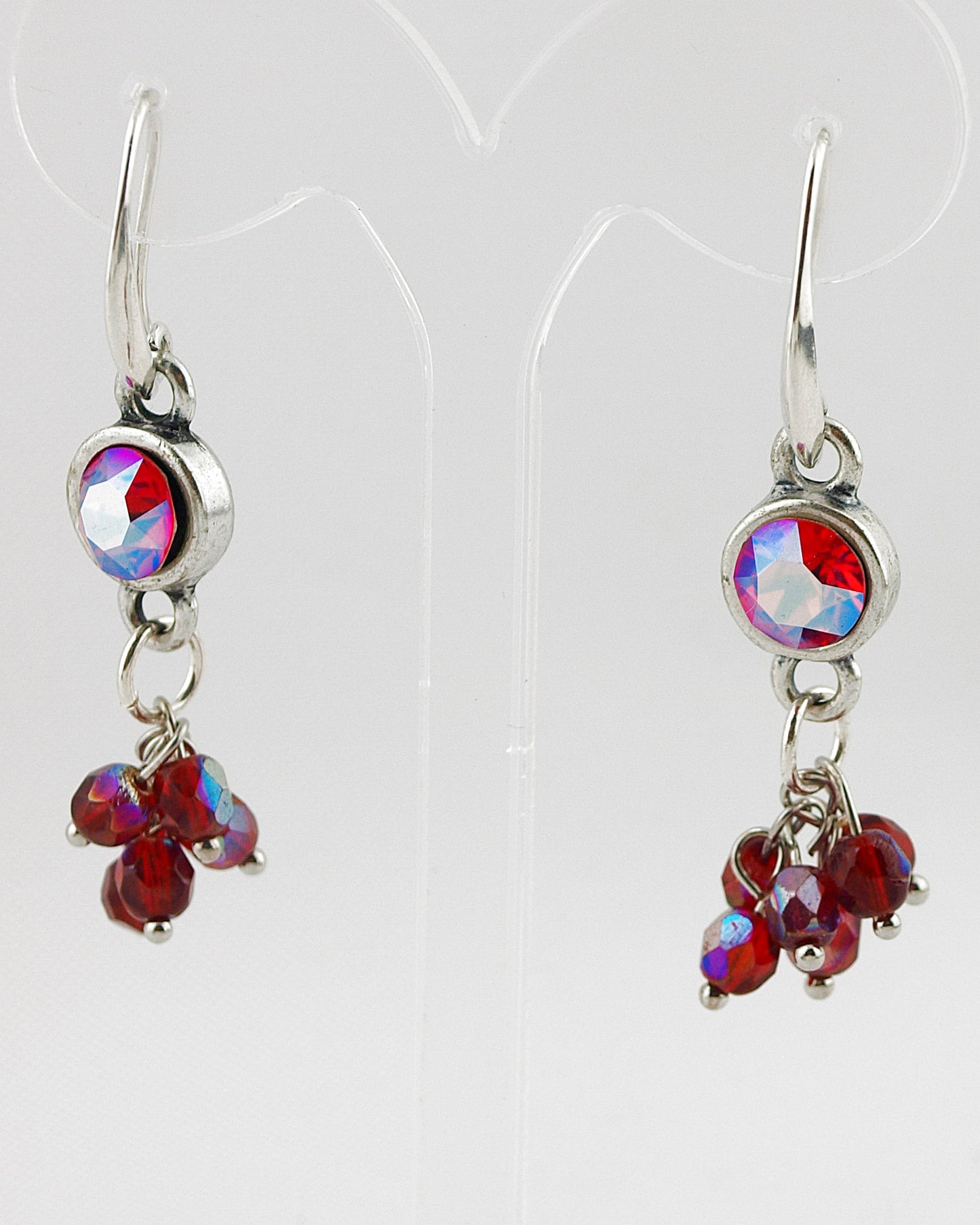 Oorbellen Swarovski Rood Bundel zilver