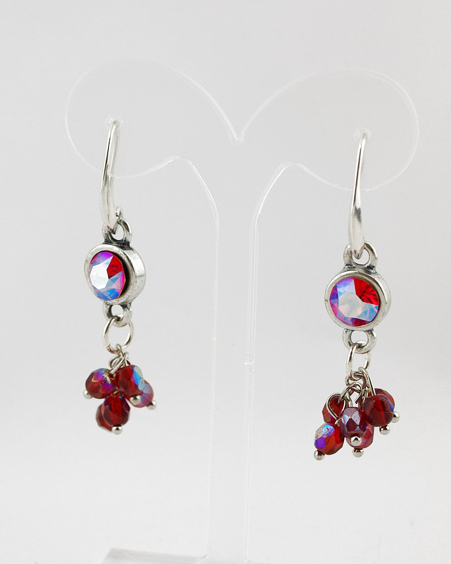 Oorbellen Swarovski Rood Bundel zilver