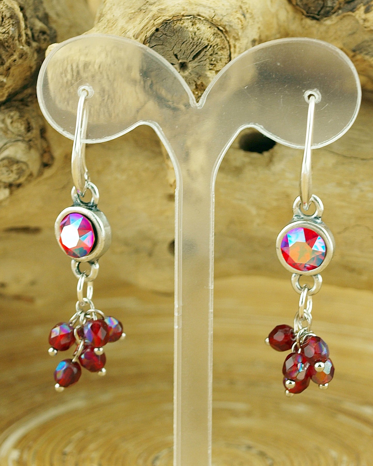 Oorbellen Swarovski Rood Bundel zilver