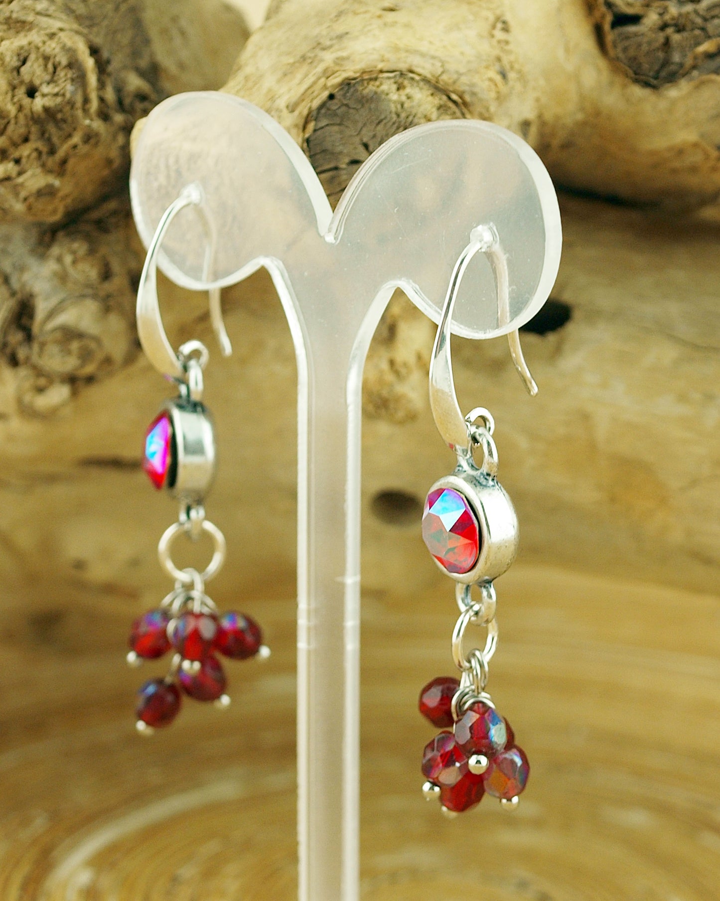 Oorbellen Swarovski Rood Bundel zilver