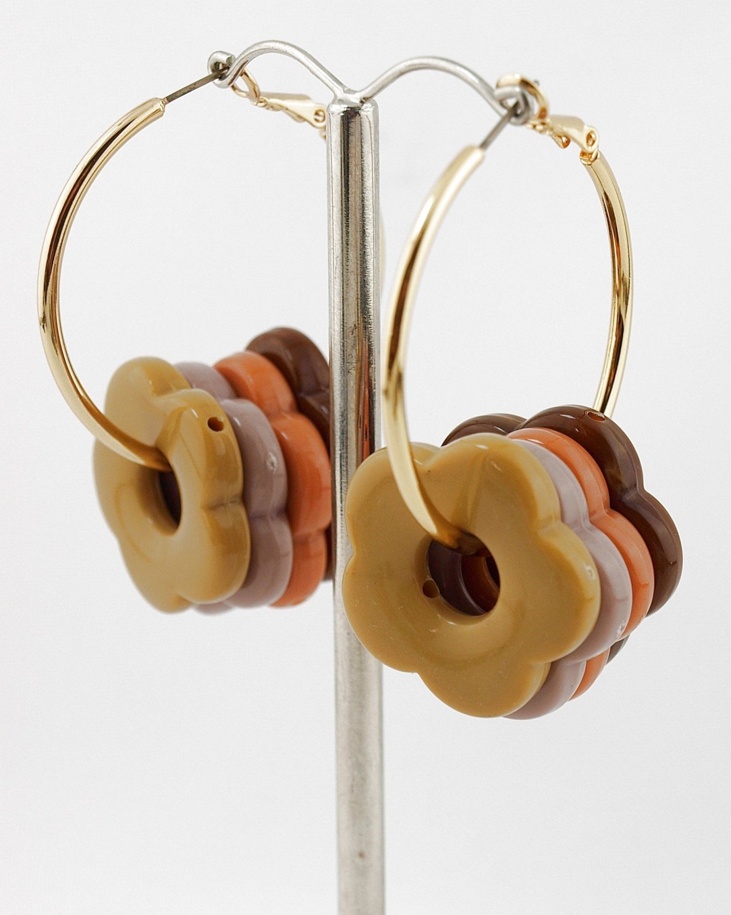 Oorbellen creolen Bloemkralen Herfstkleuren - HanneHaves