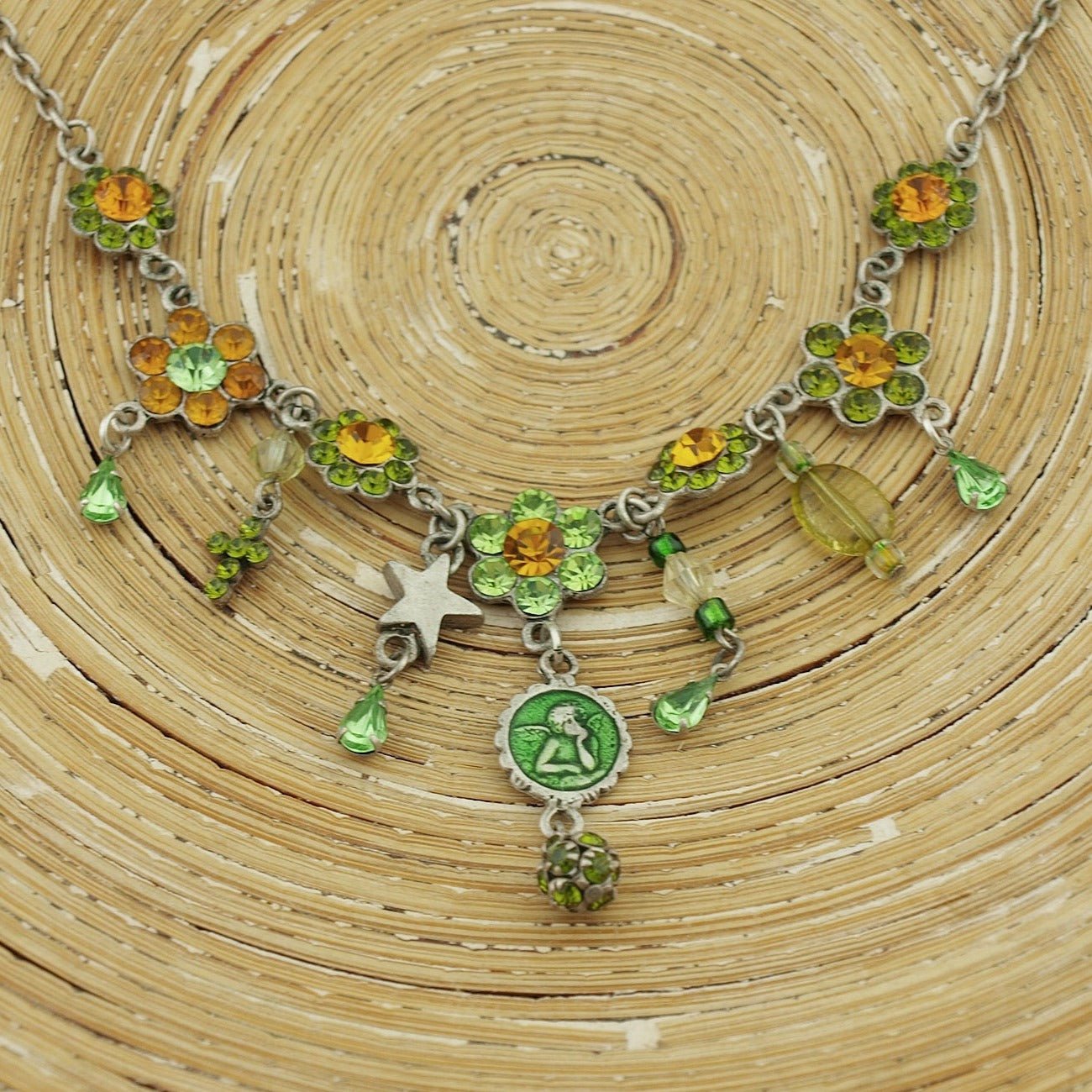 Ketting Silver Green Flower - HanneHaves