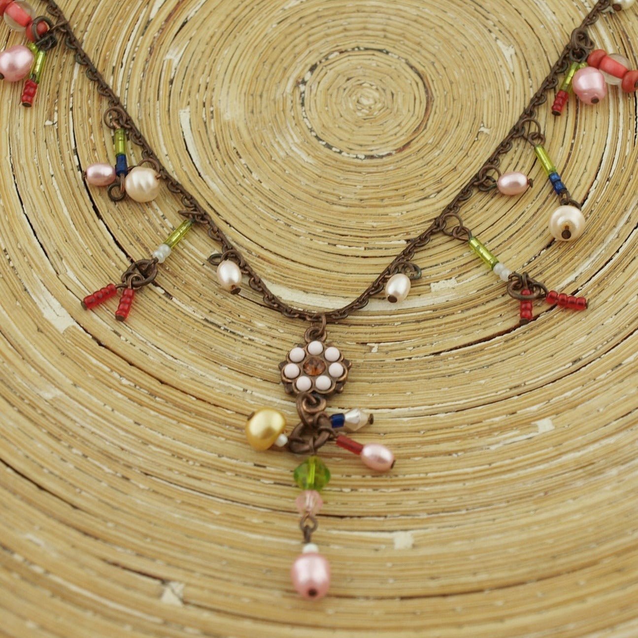 Ketting floral red bronze - HanneHaves
