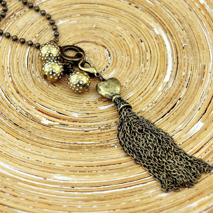 Lange ketting Bronce Fringe balls