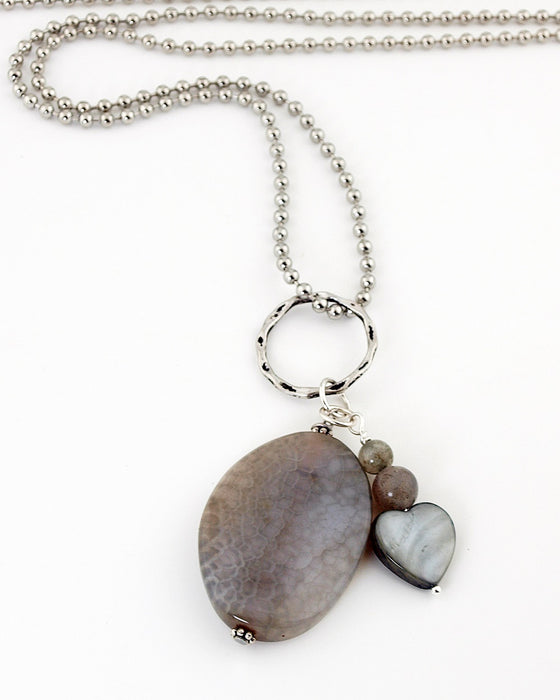 Lange ketting Grey Heart Shell