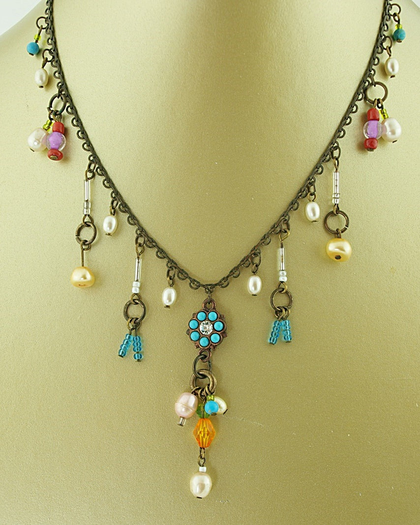 Ketting floral bronze