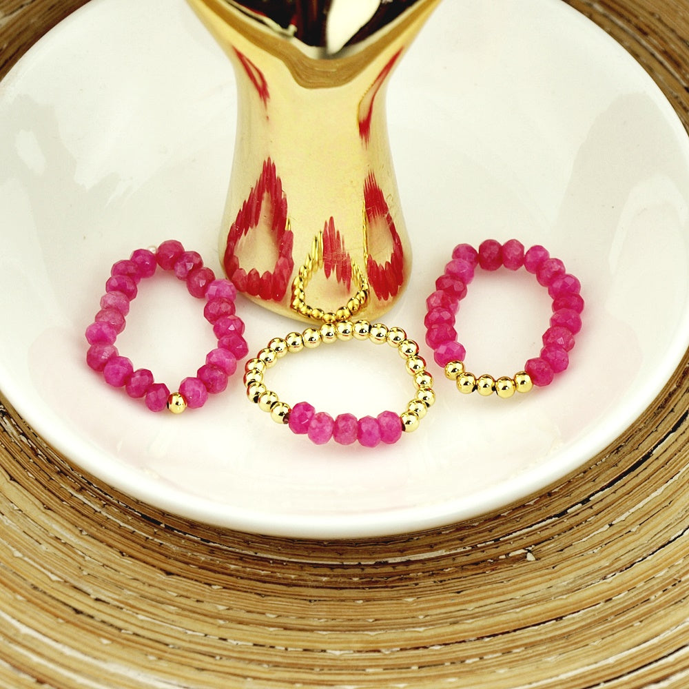 Stretch ringen set van jade kralen Cerise