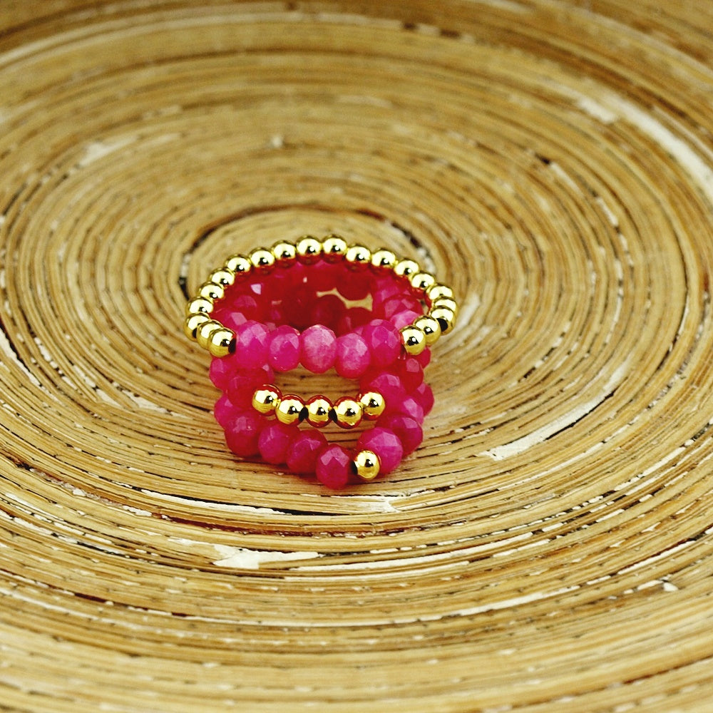 Stretch ringen set van jade kralen Cerise